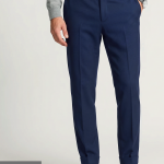 J.HAMPSTEAD Royal Blue Self Design Unstitched Trouser Fabric-1.25 metres / Matte-13-3
