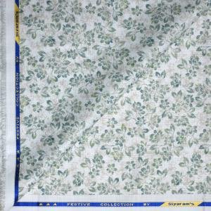 Siyarams festive collection printed pattern with hemp blended Green (Jade) color unstitched men's Kurta / sherwani / top fabric of 2 meters / VV2312