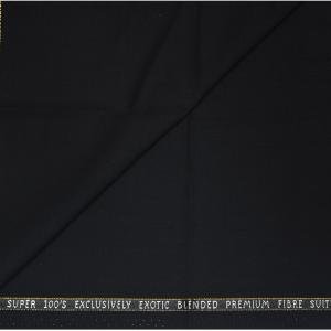 J.Hampstead Super 100's Wool Black Plain Unstitched Trouser Fabric of 1.25 Mts / VV7143