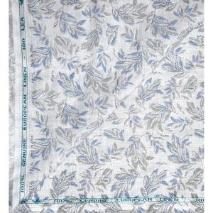 Weaves Empire 100% Genuine European Linen with 100 LEA count Blue colour Printed Unstitched Shirt Fabric - 1.60 Mts / VV2198