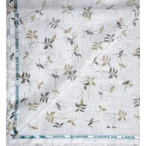 Weaves Empire 100% Genuine European Linen with 100 LEA count Grey colour Printed Unstitched Shirt Fabric - 1.60 Mts / VV2193