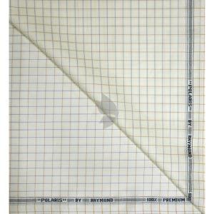 Raymond 100% Premium (Giza) Cotton Checkered White (Cream) colour Unstitched Shirt Fabric - 1.60 mts / VV2240