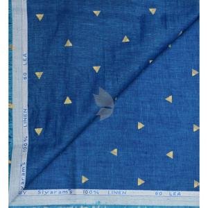 Siyaram's 100% Pure Linen 60 Lea Printed Royal Blue colour Unstitched Shirt Fabric of 1.60 mts / VV2366N