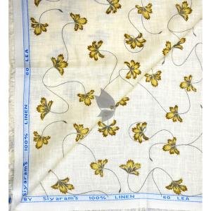 Siyaram's 100% Pure Linen 60 Lea Printed White (Cream) colour Unstitched Shirt Fabric of 1.60 mts / VV2366S