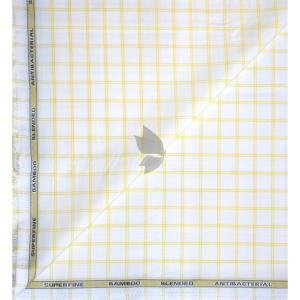 Siyaram's Bamboo Blended with Anti Bacterial benefits Checkered pattern White Colour Unstitched Shirt Fabric of 1.6 Mts / VV2372L