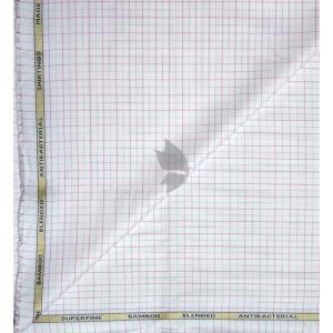 Siyaram's Bamboo Blended with Anti Bacterial benefits Checkered pattern White Colour Unstitched Shirt Fabric of 1.6 Mts / VV2372AB