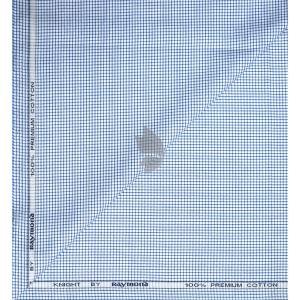 Raymond 100% Egyptian Giza Cotton (Premium Cotton) Blue Checkered Pattern Unstitched Shirt Fabric of 1.60 meters / VV2387K