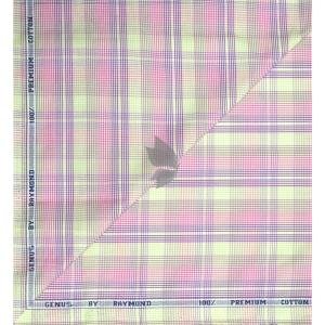 Raymond 100% Egyptian Giza Cotton (Premium Cotton) Multicolour Checkered Pattern Unstitched Shirt Fabric of 1.60 meters / VV2387J