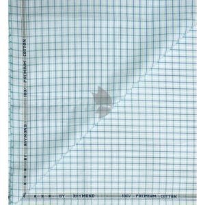Raymond 100% Egyptian Giza Cotton (Premium Cotton) Light Blue (Aqua) Checkered Pattern Unstitched Shirt Fabric of 1.60 meters / VV2387I