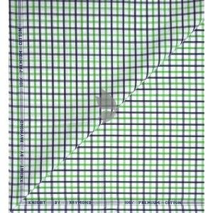 Raymond 100% Egyptian Giza Cotton (Premium Cotton) Green Checkered Pattern Unstitched Shirt Fabric of 1.60 meters / VV2387H