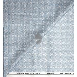 Siyaram's European Print Collection with 100% Superfine Giza Cotton Light Blue (Baby Blue) Colour Unstitched Shirt Fabric of 1.6 Mts / VV2441