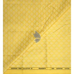 Siyaram's European Print Collection with 100% Superfine Giza Cotton Yellow Colour Unstitched Shirt Fabric of 1.6 Mts / VV2446
