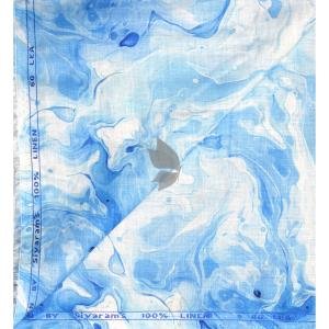 Siyaram's Royale Linen 100% Linen with 60 Lea count Digital Printed Blue (Azure) Colour Unstitched Shirt Fabric of 1.6 Meters / VV2506