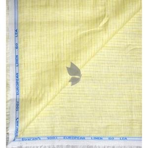 Siyaram's 100% Pure Linen 60 Lea Striped Yellow (Lemon) colour Unstitched Shirt Fabric of 1.60 mts / VV2514