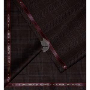 Raymond Australian Merino wool blend with "EXCELLENCE" named and Easy Care Brown colour Checkered Pattern Unstitched Suit Fabric of 3.5 meters / VV2603
