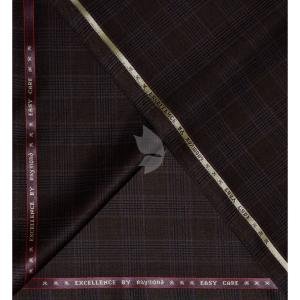 Raymond Australian Merino wool blend with "EXCELLENCE" named and Easy Care Brown colour Checkered Pattern Unstitched Suit Fabric of 3.25 meters / VV2602