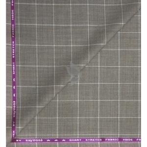 Raymond Australian Merino wool blend with Smart Stretch and made from Fine Merino Wool Checkered Pattern Beige colour Unstitched Trouser Fabric of 1.25 meters / VV2595