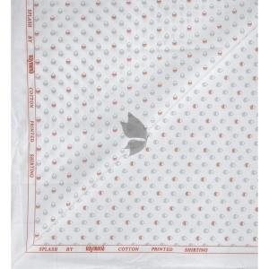 Raymond 100% Egyptian Giza Cotton (Premium Cotton) White Printed Pattern Unstitched Shirt Fabric of 1.60 meters / VV2388L