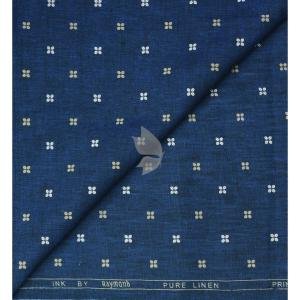 Raymond 100% Pure Linen Blue color Printed Unstitched Shirt Fabric of 1.6 meters / VV2389S