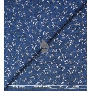 Raymond 100% Pure Linen Blue color Printed Unstitched Shirt Fabric of 1.6 meters / VV2389M
