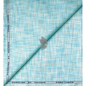 Raymond 100% Pure Linen Light Blue (Aqua) color Checkered Unstitched Shirt Fabric of 1.6 meters / VV2389AA