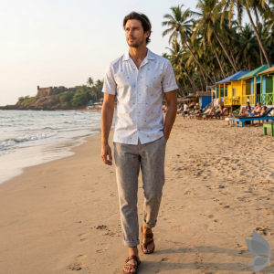 Raymond 100% Egyptian Giza Cotton (Premium Cotton) White Printed Pattern Unstitched Shirt Fabric of 1.60 meters / VV2388S