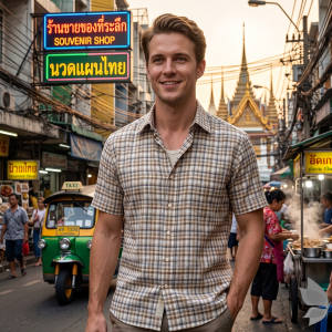 J.Hampstead Moretti Premium Egyptian Collection with 100% Giza Cotton Multicolor Checkered Pattern Unstitched Shirt Fabric of 1.6 mts - Made In Italy / VV2771