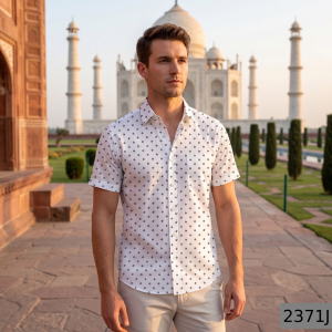 Siyaram's Bamboo Blended with Anti Bacterial benefits Printed pattern White Colour Unstitched Shirt Fabric of 1.6 Mts / VV2371J