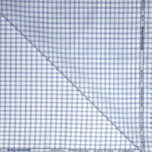 Raymond 100% Premium Cotton Blue Checkered Unstitched Shirt Fabric - 1.60 metres / VV6769