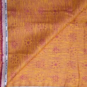 Siyaram's "Revista Collection" 100% Pure Royal Linen 60 Lea Jacquard Orange Colour Unstitched Shirt Fabric - 1.60 Mts / VV1064