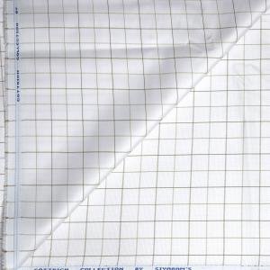 Siyaram's Jacquard Self Design Cotrich Collection White Checkered Shirt Fabric - 1.60 Mts / VV1081