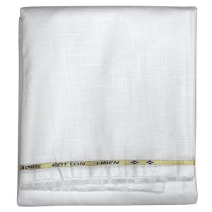 Weaves Empire 100% Linen Cotton White Unstiched Shirt Fabric - 1.6 Mts / VV1154
