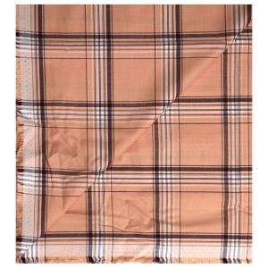 J. Hampstead Premium 100% Giza Cotton Peach Checkered Shirt Fabric 1.6 Mts / VV1185