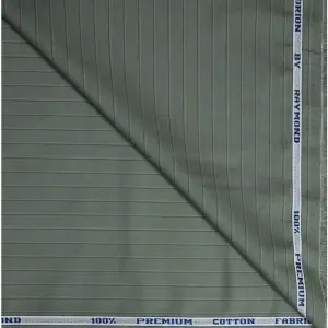 Raymond Pure Cotton Green Striped Unstitched Shirt Fabric - 1.6 Mts / VV1198