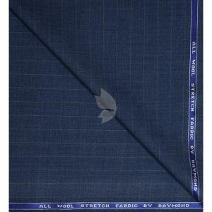Raymond 100% Pure Wool (All Wool) Blue Color Striped with Stretch Unstitched trouser Fabric - 1.30 Mts / VV2004