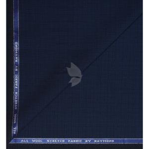 Raymond 100% Pure Wool (All Wool) Royal Blue Color Checkered with Stretch Unstitched Trouser Fabric - 1.25 Mts / VV2013