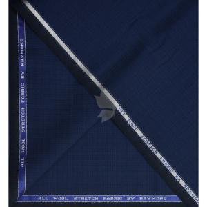 Raymond 100% Pure Wool (All Wool) Royal Blue Color Checkered with Stretch Unstitched Suit Fabric - 3.25 Mts / VV2014