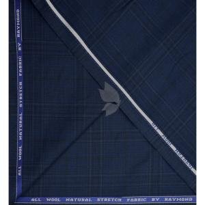 Raymond 100% Pure Wool (All Wool) Blue Color Striped with Natural Stretch Unstitched Suit Fabric - 3.00 Mts / VV2017