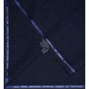 Raymond 100% Pure Wool (All Wool) Blue Color Striped with Natural Stretch Unstitched Suit Fabric - 3.50 Mts / VV2018