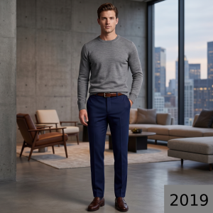 Raymond 100% Pure Wool (All Wool) Royal Blue Color Solid with Stretch Unstitched Trouser Fabric - 1.25 Mts / VV2019