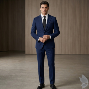 Raymond 100% Pure Wool (All Wool) Royal Blue Color Solid with Stretch Unstitched Suit Fabric - 3 Mts / VV2020