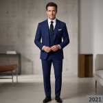 Raymond 100% Pure Wool (All Wool) Royal Blue Color Solid with Stretch Unstitched Suit Fabric - 3.50 Mts / VV2021