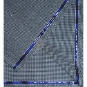 Raymond 100% Pure Wool (All Wool) Thick Blue Color Self Checkered Unstitched Suit Fabric - 3.5 Mts / VV2034