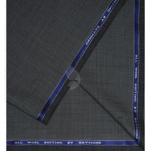 Raymond 100% Pure Wool (All Wool) Thick Grey Color Self Checkered Unstitched Suit Fabric - 3.5 Mts / VV2037