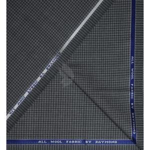 Raymond 100% Pure Wool (All Wool) Thick Grey Color Checkered Unstitched Suit Fabric - 3 Mts / VV2042