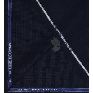 Raymond 100% Pure Wool (All Wool) Jacquard Navy Blue Color Unstitched Suit Fabric - 3 Mts / VV2059