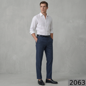 Raymond 100% Pure Wool (All Wool) Jacquard Blue Color Unstitched Trouser Fabric - 1.3 Mts / VV2063