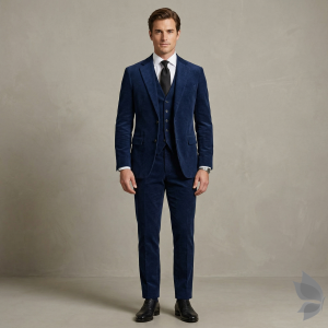 Raymond 100% Pure Wool (All Wool) Striped Blue Color Unstitched Suit Fabric - 3.5 Mts / VV2072