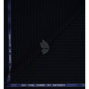 Raymond 100% Pure Wool (All Wool) Striped Navy Blue Color Unstitched Trouser Fabric - 1.25 Mts / VV2083