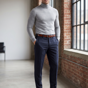 Raymond 100% Pure Wool (All Wool) Striped Navy Blue Color Unstitched Trouser Fabric - 1.25 Mts / VV2083
